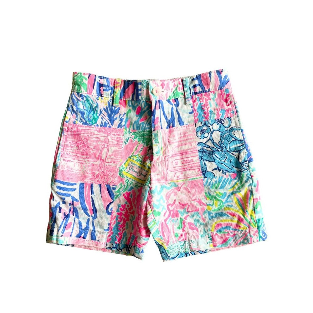 Lilly Pulitzer Boys Beaumont Shorts Size 4 Patchwork Print Cotton